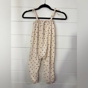 H&M Cream Jumpsuit with Black Heart Pattern